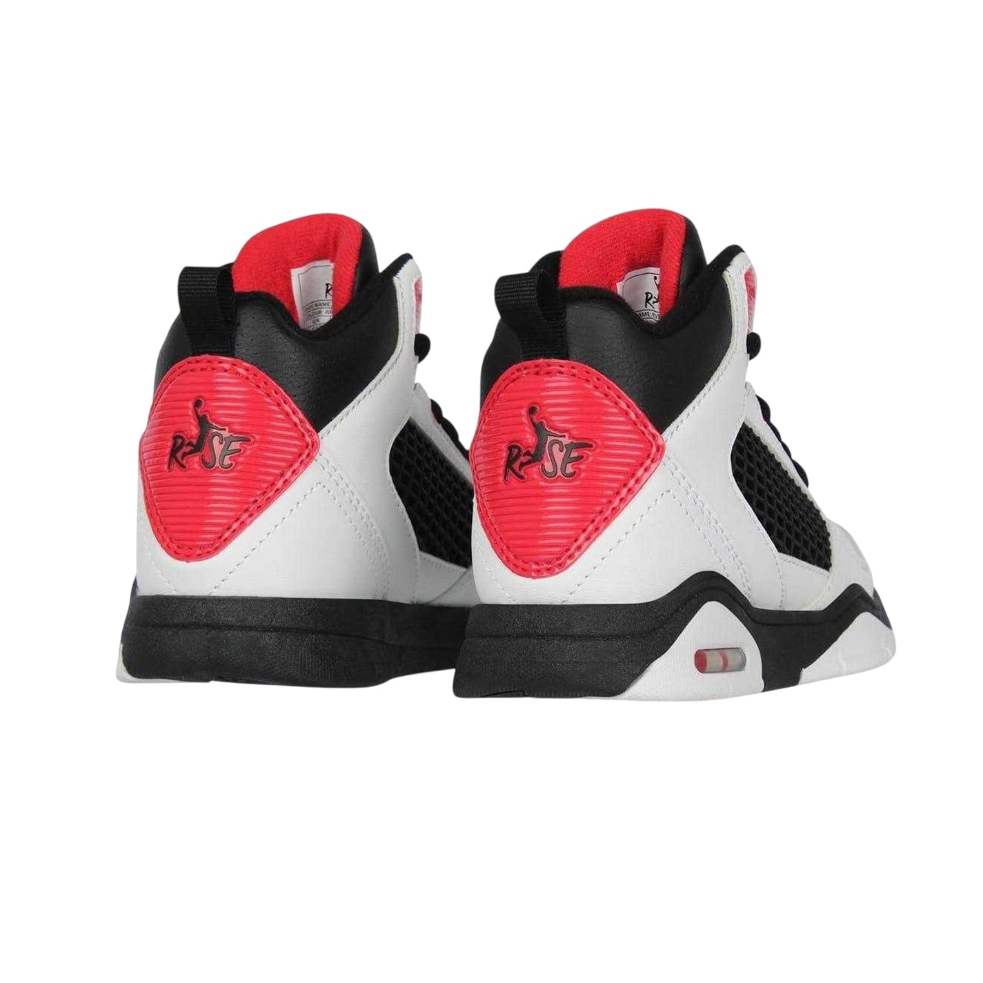 White-Black-Red - Back - Rise Childrens-Kids Reverse Basketball Shoes