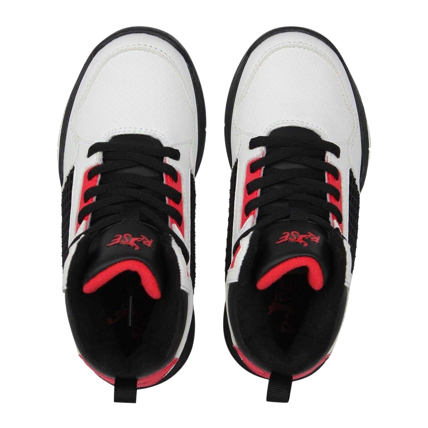 White-Black-Red - Lifestyle - Rise Childrens-Kids Reverse Basketball Shoes