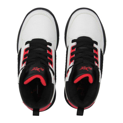 White-Black-Red - Lifestyle - Rise Childrens-Kids Reverse Basketball Shoes