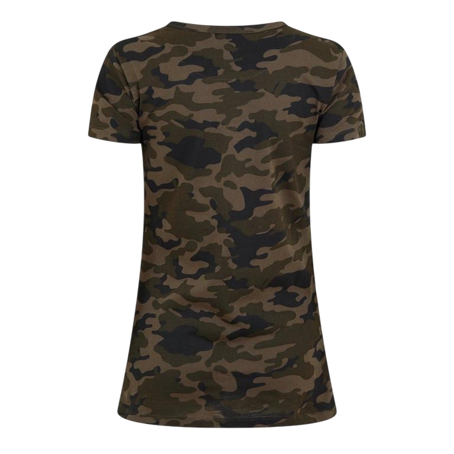 Green - Back - Brave Soul Womens-Ladies Camo Crew Neck T-Shirt