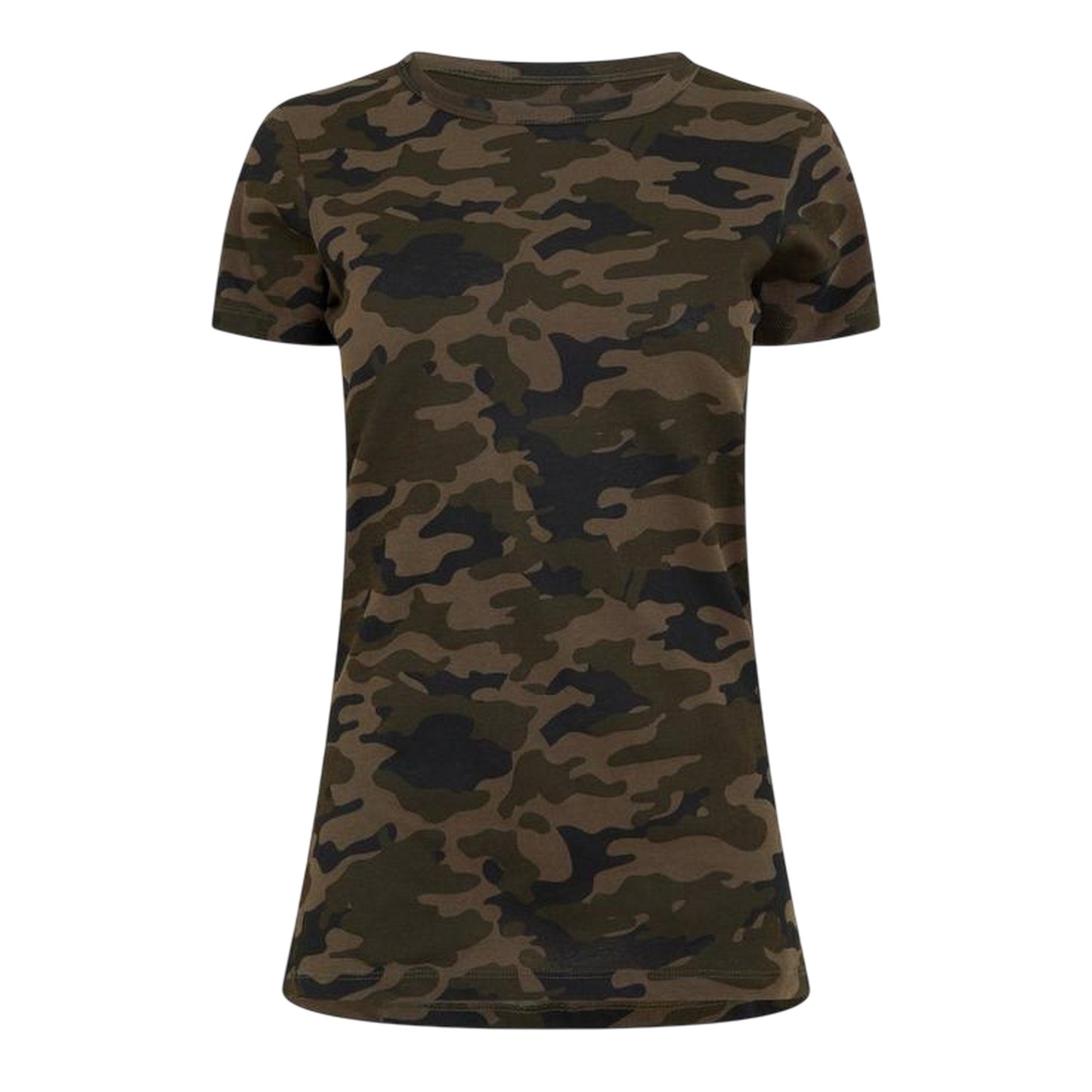 Green - Front - Brave Soul Womens-Ladies Camo Crew Neck T-Shirt