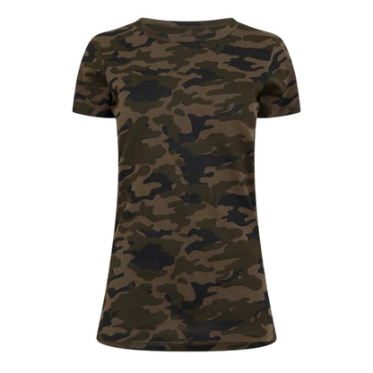 Green - Front - Brave Soul Womens-Ladies Camo Crew Neck T-Shirt