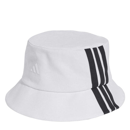 White-Black - Back - Adidas Mens 3S 3 Stripes Cotton Blend Bucket Hat