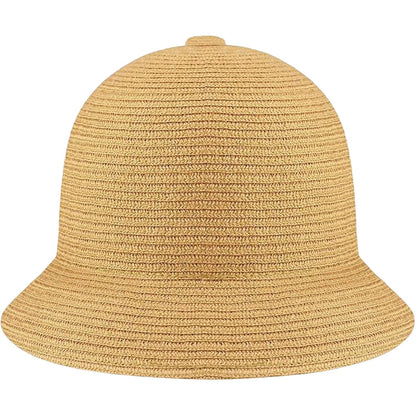 Tan - Back - Kangol Womens-Ladies Braided Woven Casual Bucket Hat