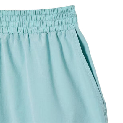 Blue - Side - Lacoste Womens-Ladies Fleece Logo Shorts