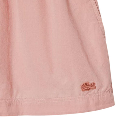 Pink - Side - Lacoste Womens-Ladies Fleece Logo Shorts