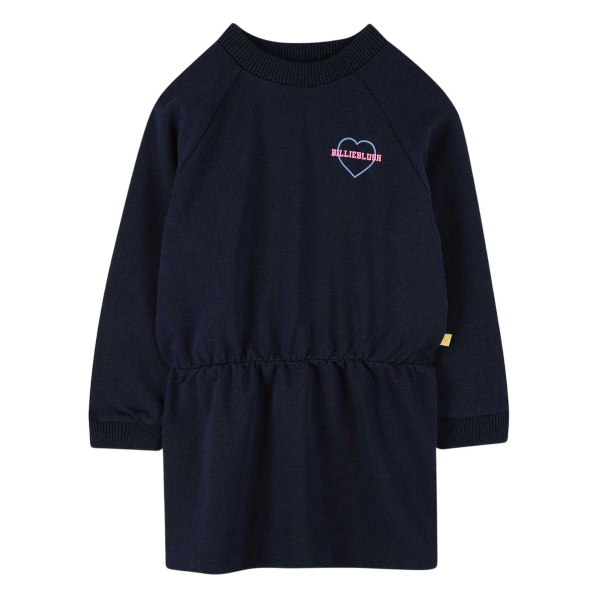 Navy - Front - Billieblush Girls Heart Sweatshirt Dress