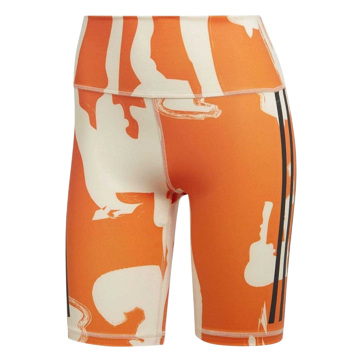 Orange-Beige - Front - Adidas Womens-Ladies Thebe Magugu Striped Cycling Shorts