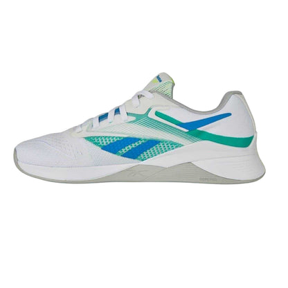 White-Green - Side - Reebok Womens-Ladies Nano X4 Shoes