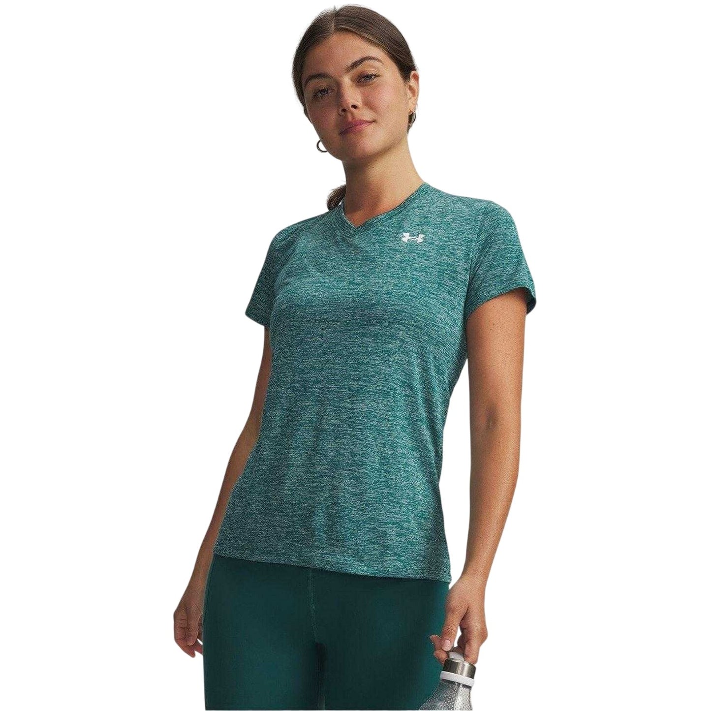 Green - Front - Under Armour Womens-Ladies Twist V Neck Loose Fit T-Shirt