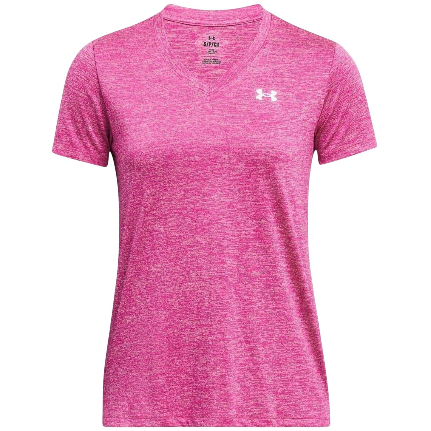 Hot Pink - Front - Under Armour Womens-Ladies Twist V Neck Loose Fit T-Shirt