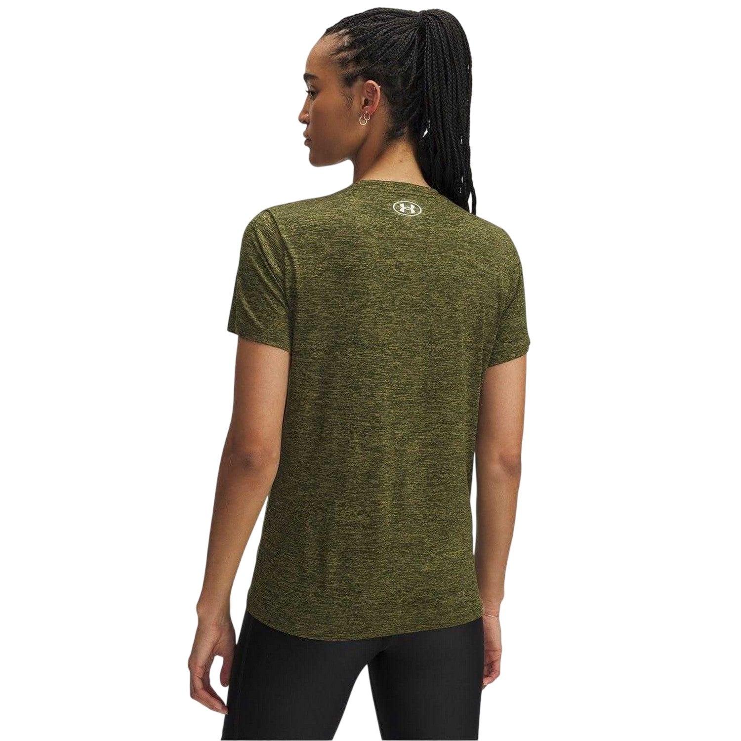 Olive Green - Back - Under Armour Womens-Ladies Twist V Neck Loose Fit T-Shirt