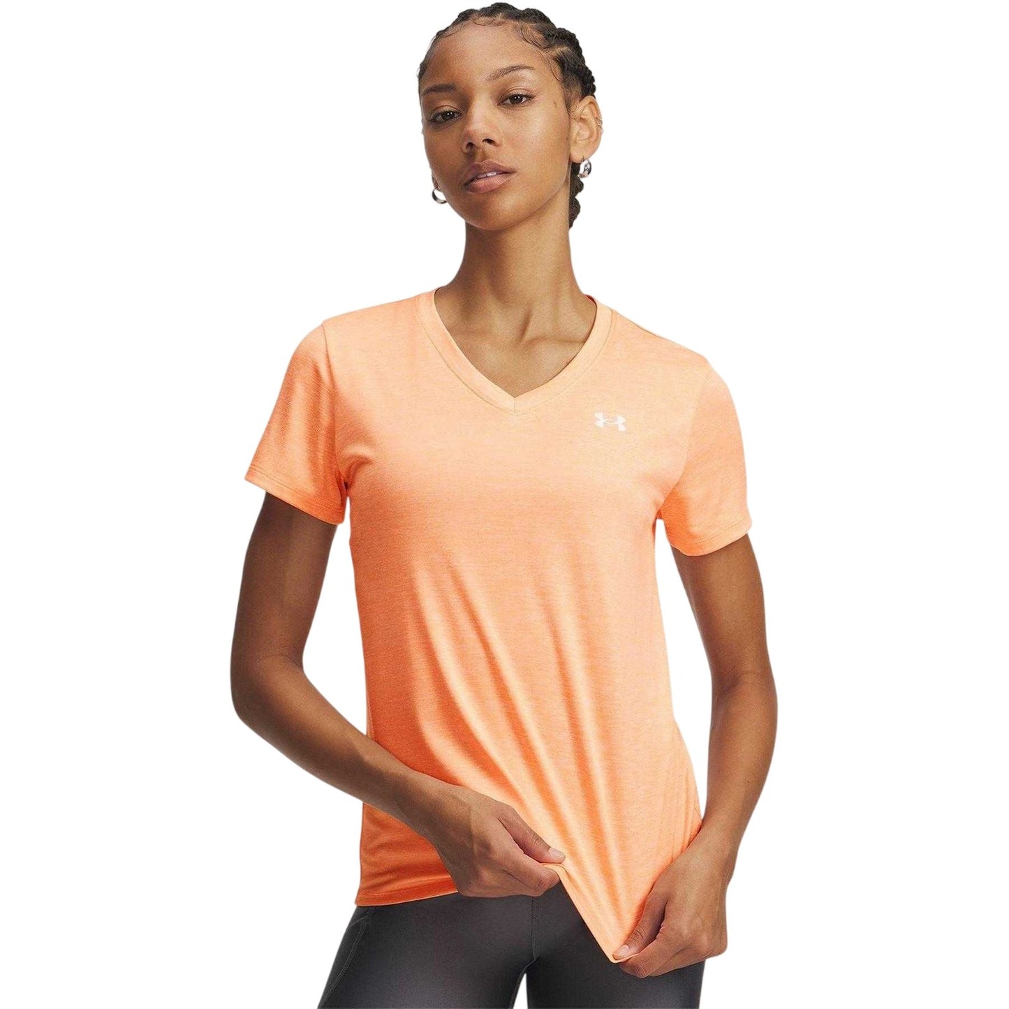 Orange - Front - Under Armour Womens-Ladies Twist V Neck Loose Fit T-Shirt