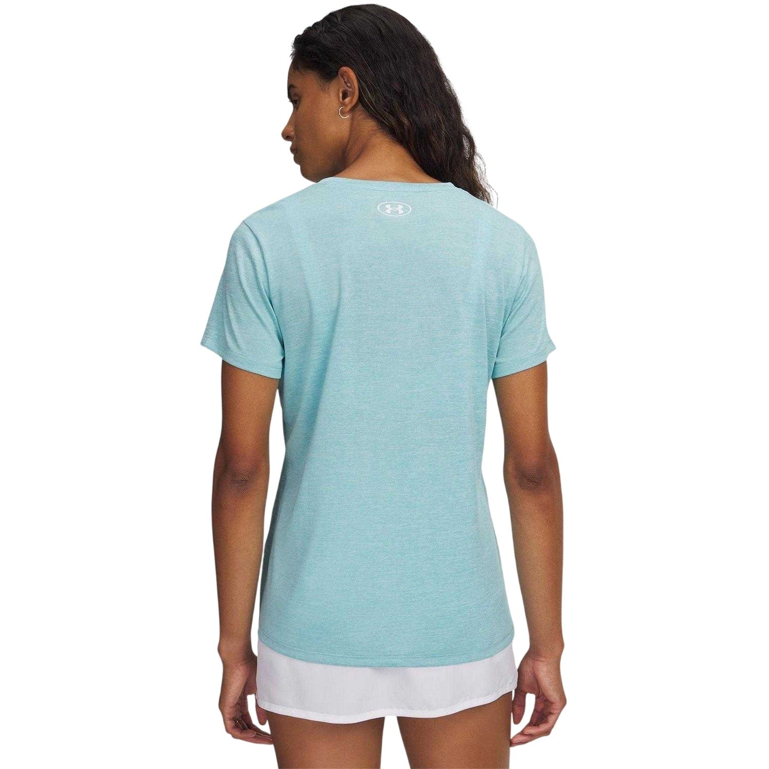 Blue Haze - Back - Under Armour Womens-Ladies Twist V Neck Loose Fit T-Shirt