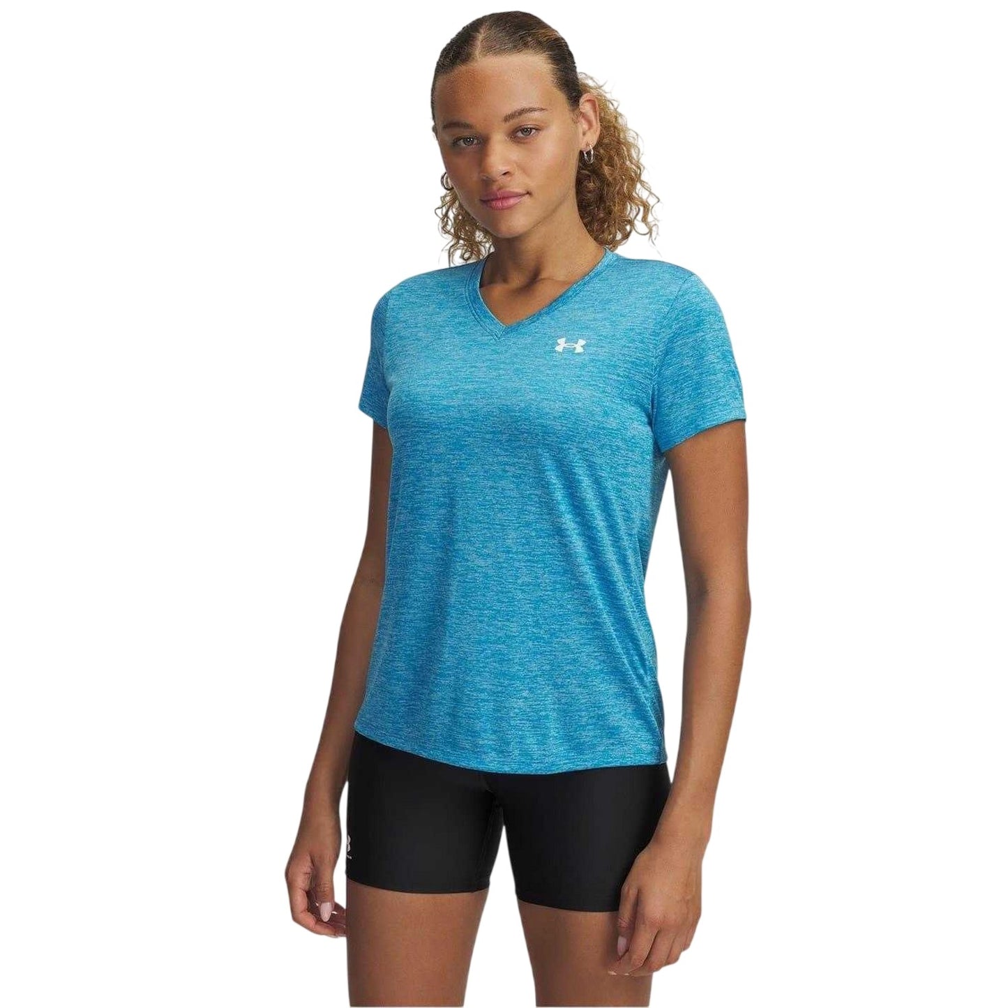 Ethereal Blue - Front - Under Armour Womens-Ladies Twist V Neck Loose Fit T-Shirt