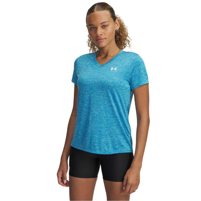 Ethereal Blue - Front - Under Armour Womens-Ladies Twist V Neck Loose Fit T-Shirt