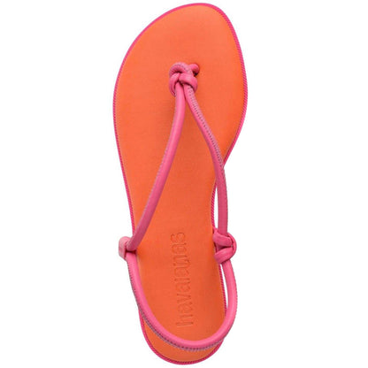Vibrant Orange - Back - Havaianas Womens-Ladies Minimalist Toe Post Beach Relaxed Fit Flat Sandals