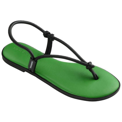 Green - Side - Havaianas Womens-Ladies Minimalist Toe Post Beach Relaxed Fit Flat Sandals