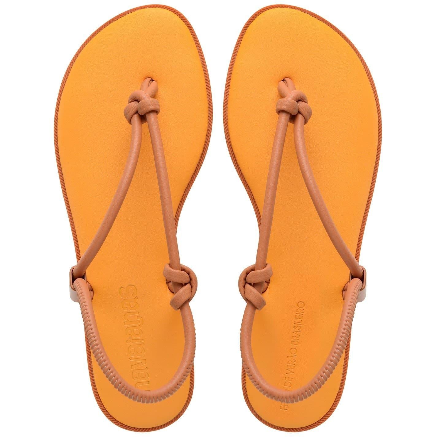 Orange - Back - Havaianas Womens-Ladies Minimalist Toe Post Beach Relaxed Fit Flat Sandals