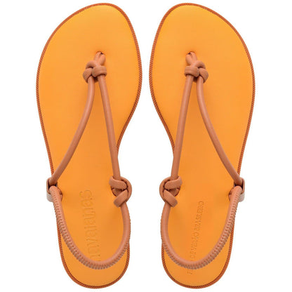 Orange - Back - Havaianas Womens-Ladies Minimalist Toe Post Beach Relaxed Fit Flat Sandals