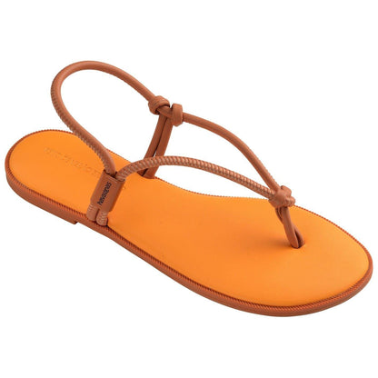 Orange - Side - Havaianas Womens-Ladies Minimalist Toe Post Beach Relaxed Fit Flat Sandals
