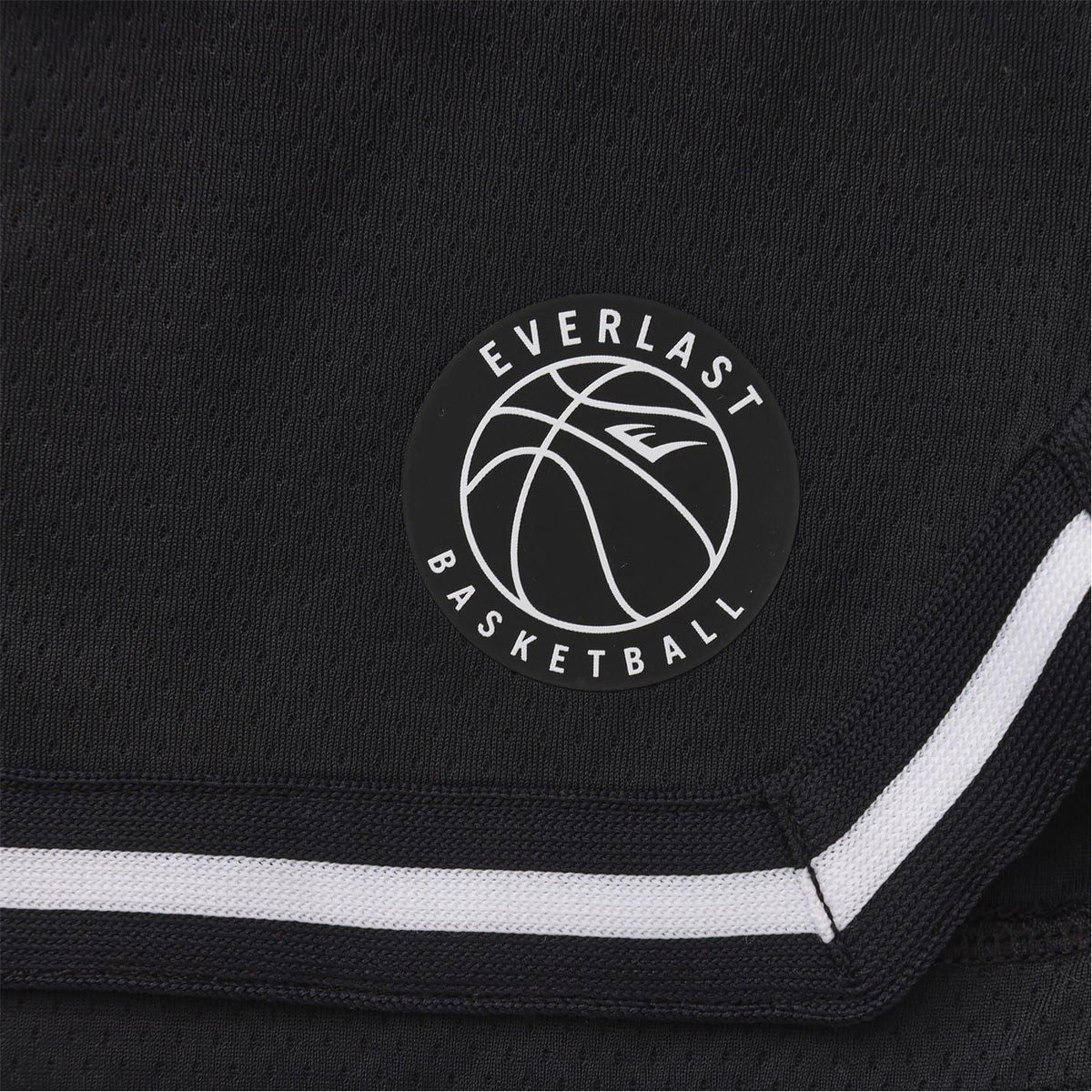 Black-White - Side - Everlast Childrens-Kids BB100 Mesh Basketball Shorts