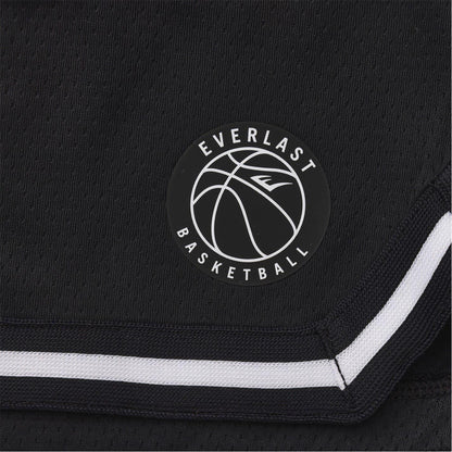 Black-White - Side - Everlast Childrens-Kids BB100 Mesh Basketball Shorts