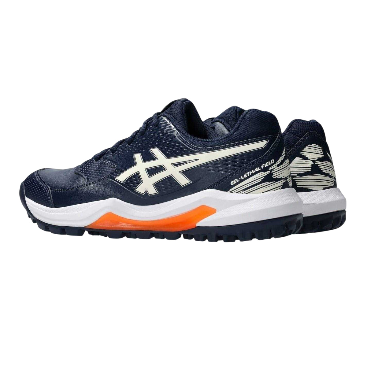 Midnight-Cream - Back - Asics Mens Lethal Field 2 Hockey Trainers