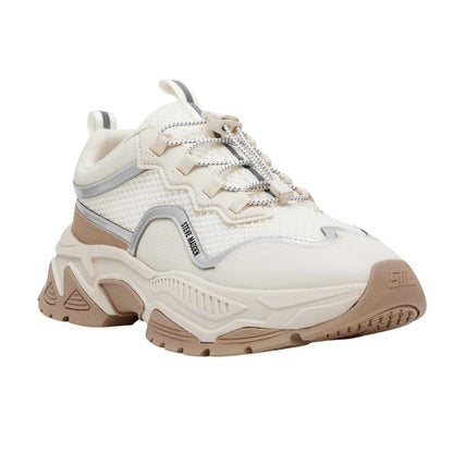Cream - Side - Steve Madden Womens-Ladies Chunky Flat Trainers
