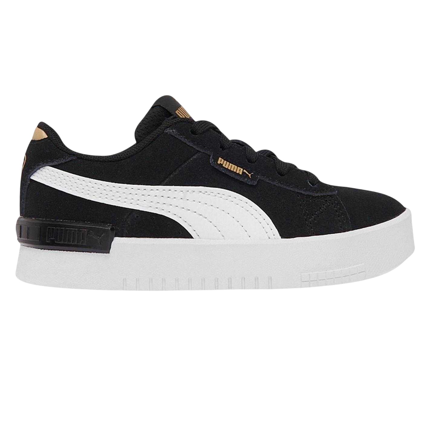 Black-White - Front - Puma Girls Jada Suede Trainers