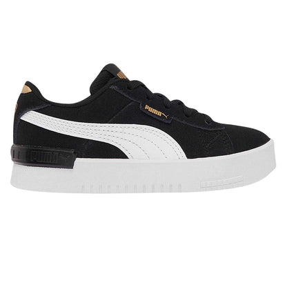 Black-White - Front - Puma Girls Jada Suede Trainers