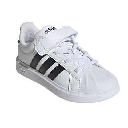 White-Black - Pack Shot - Adidas Childrens-Kids Street Trainers