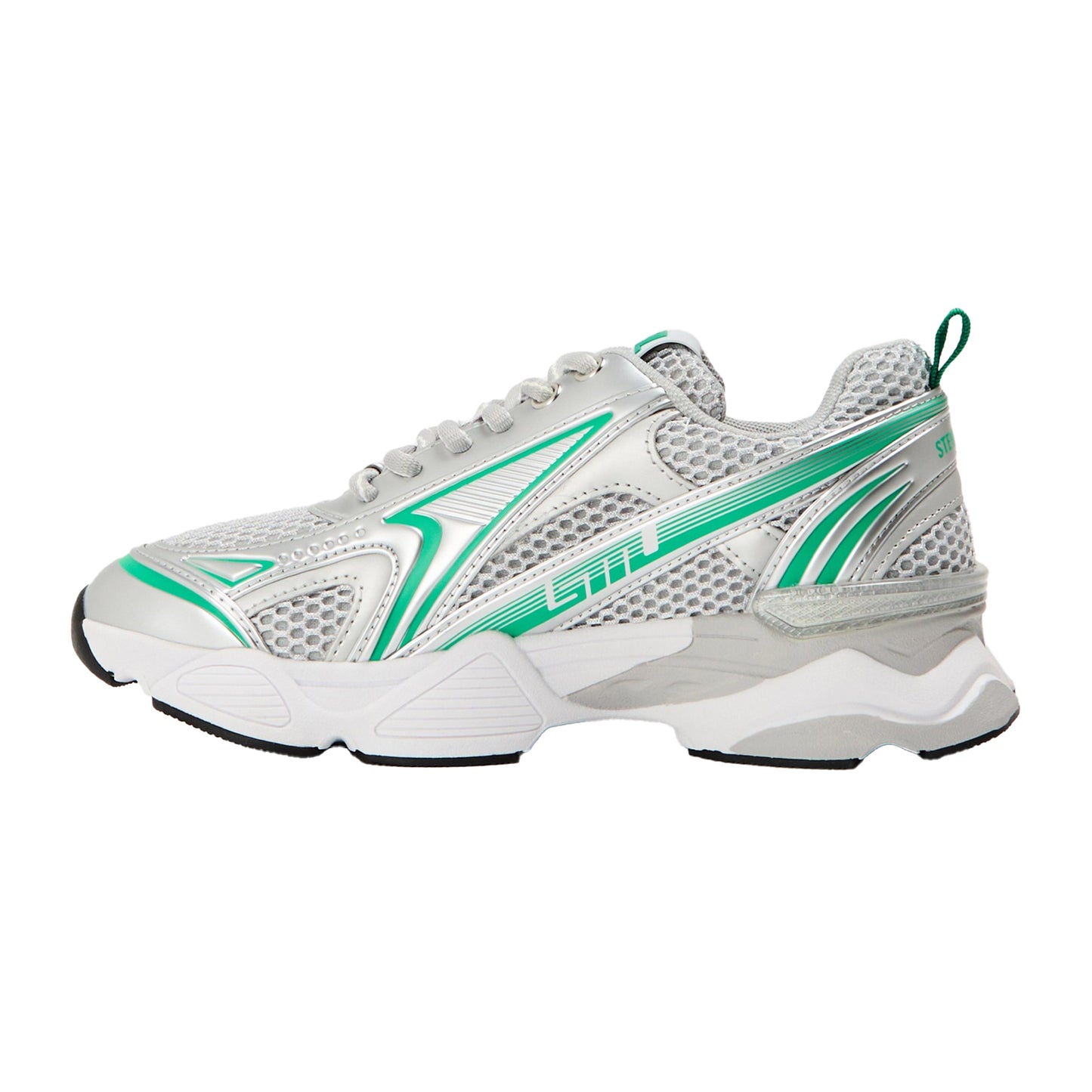 Green-Multicoloured - Back - Steve Madden Womens-Ladies Rhinestone Mesh Chunky Flat Trainers