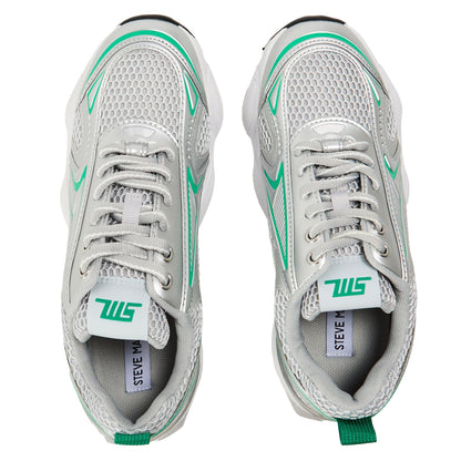 Green-Multicoloured - Side - Steve Madden Womens-Ladies Rhinestone Mesh Chunky Flat Trainers