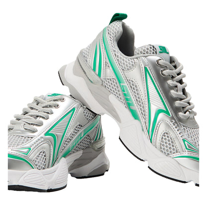 Green-Multicoloured - Lifestyle - Steve Madden Womens-Ladies Rhinestone Mesh Chunky Flat Trainers