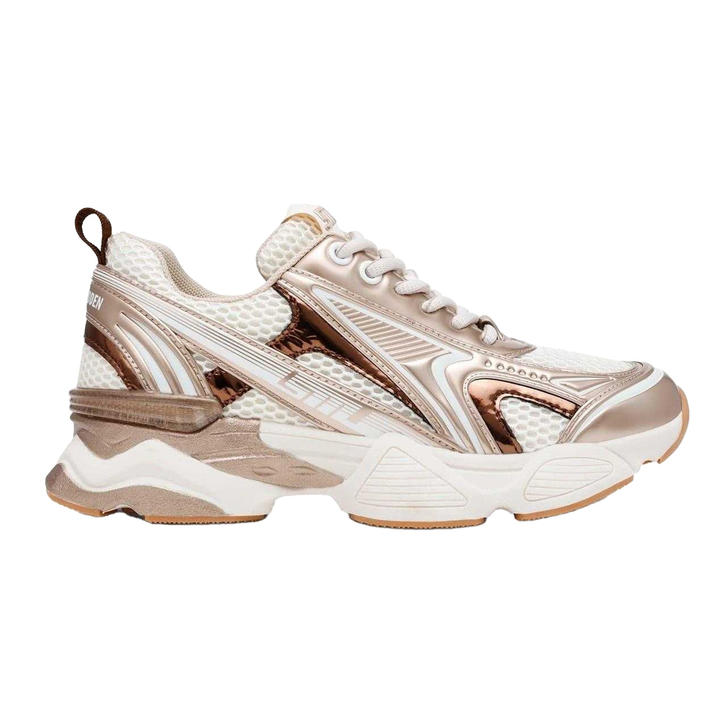 Gold - Front - Steve Madden Womens-Ladies Rhinestone Mesh Chunky Flat Trainers