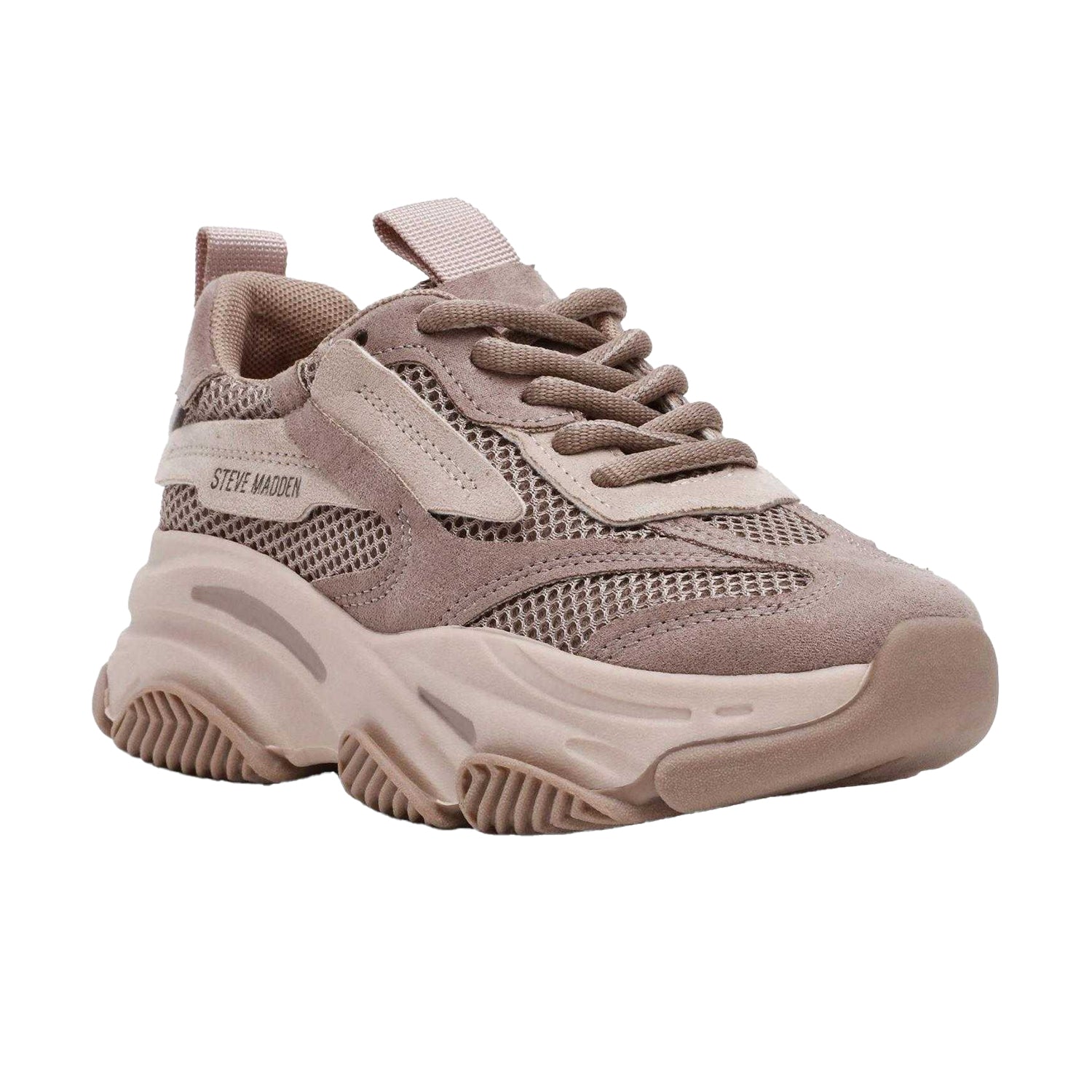 Taupe Grey - Side - Steve Madden Girls Possession Trainers