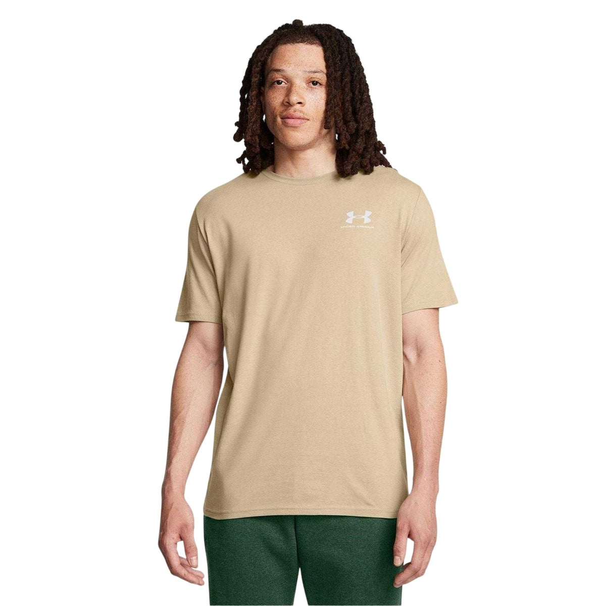 Khaki Brown - Side - Under Armour Mens Sportstyle Chest Logo T-Shirt