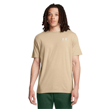 Khaki Brown - Side - Under Armour Mens Sportstyle Chest Logo T-Shirt