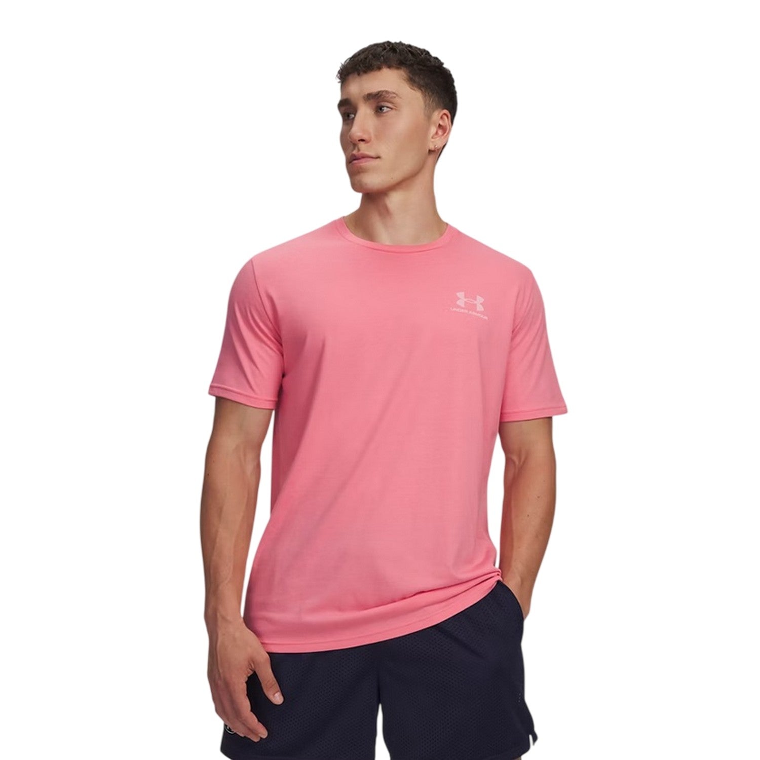 Pink - Front - Under Armour Mens Sportstyle Chest Logo T-Shirt