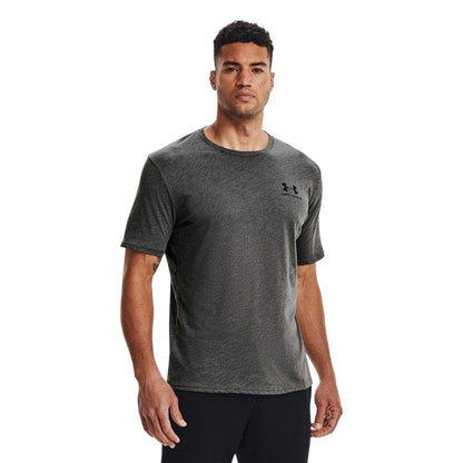 Charcoal Medium Heather - Side - Under Armour Mens Sportstyle Chest Logo T-Shirt