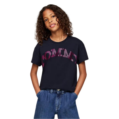 Desert Sky - Side - Tommy Hilfiger Childrens-Kids Text Logo T-Shirt