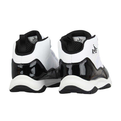 White-Black - Back - Rise Childrens-Kids Shuttle Basketball Shoes