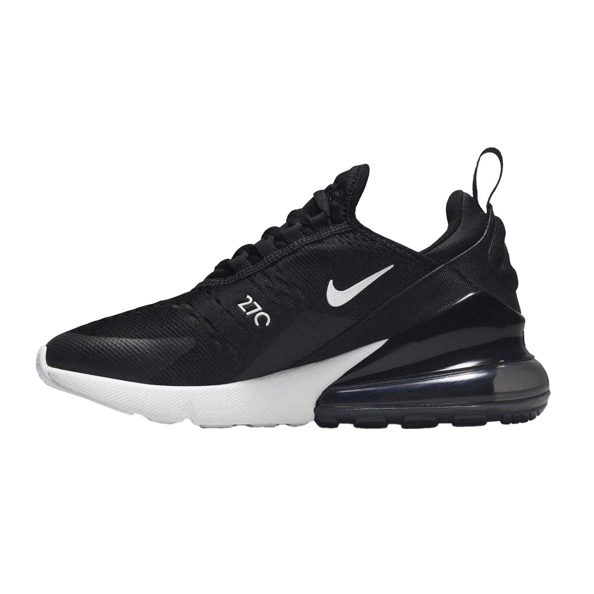 Black-White - Side - Nike Childrens-Kids Air Max 270 React Swoosh Trainers