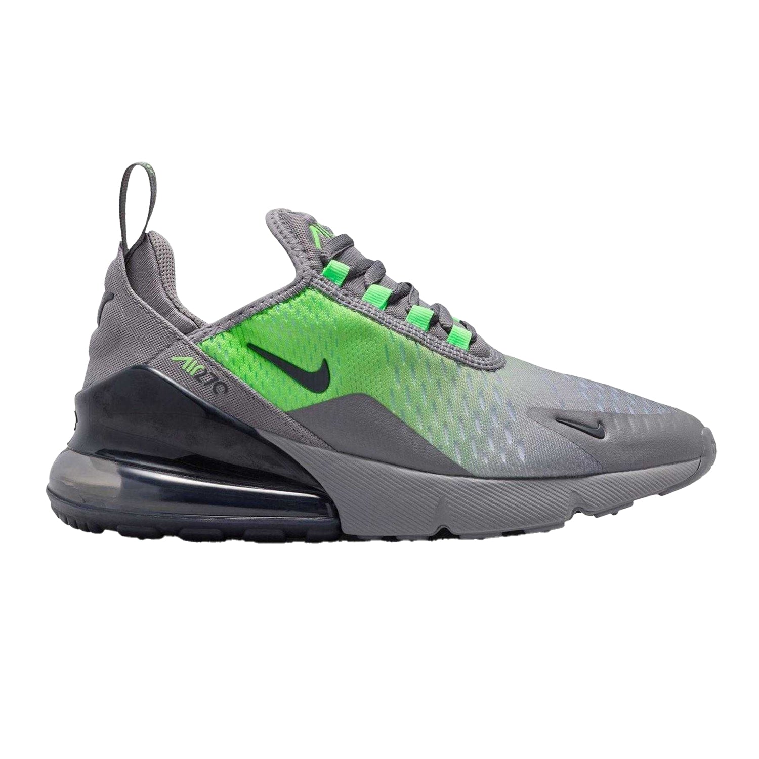 Grey-Volt - Front - Nike Childrens-Kids Air Max 270 React Swoosh Trainers