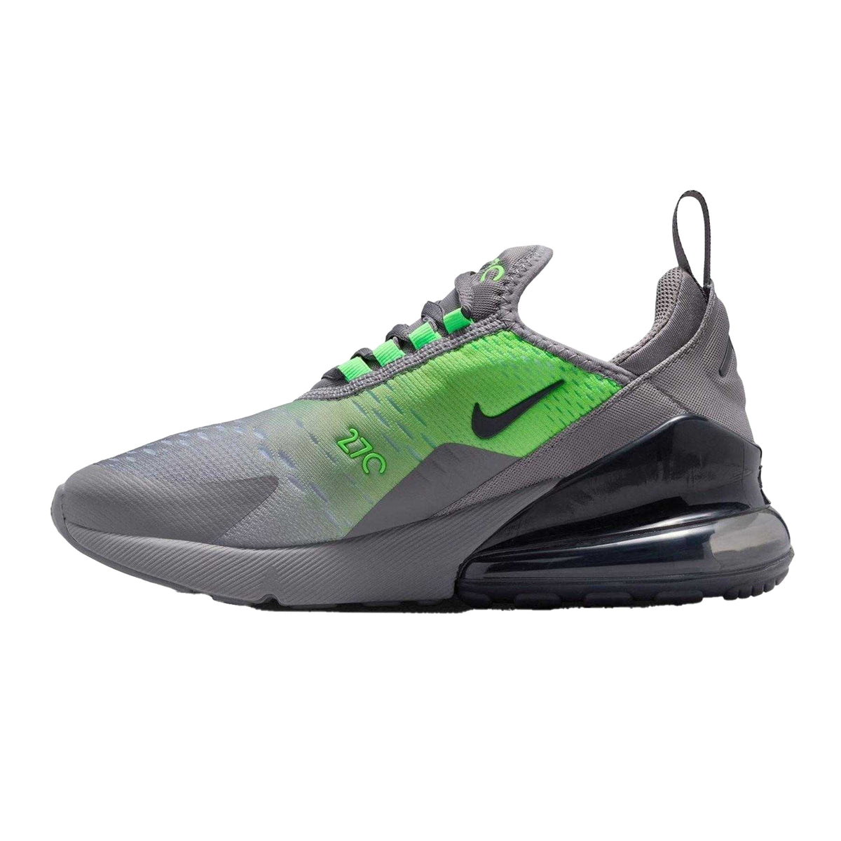 Grey-Volt - Side - Nike Childrens-Kids Air Max 270 React Swoosh Trainers