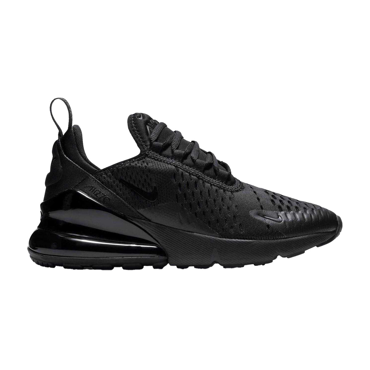 Triple Black - Front - Nike Childrens-Kids Air Max 270 React Swoosh Trainers
