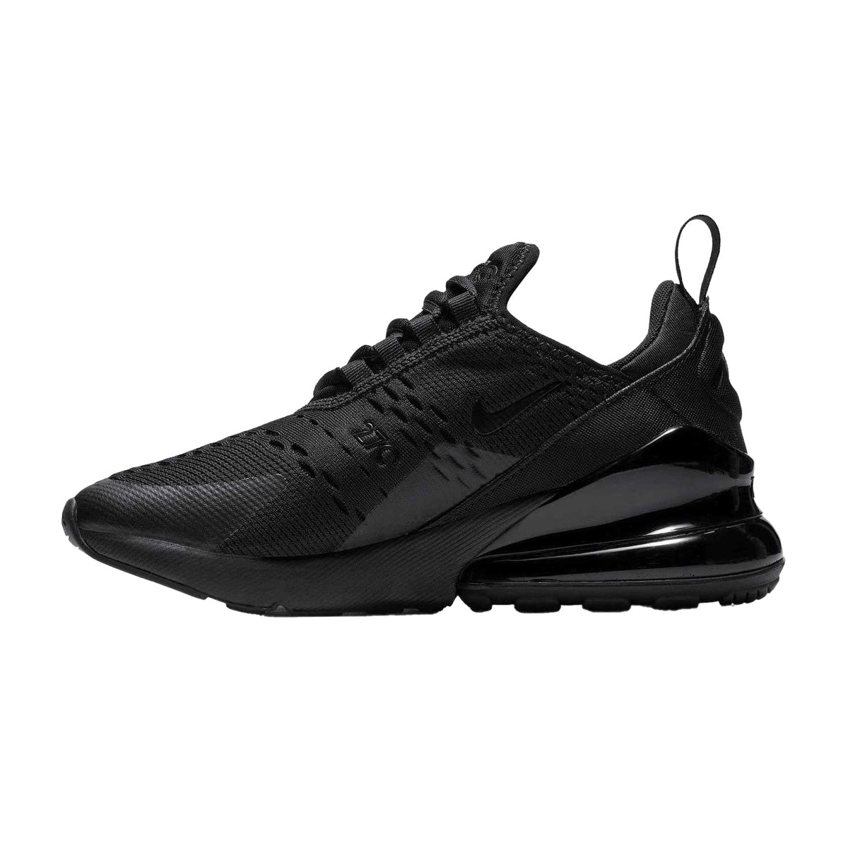 Triple Black - Side - Nike Childrens-Kids Air Max 270 React Swoosh Trainers