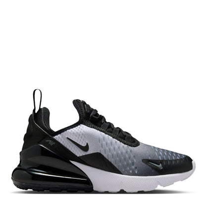 Black-White-Grey - Front - Nike Childrens-Kids Air Max 270 React Swoosh Trainers