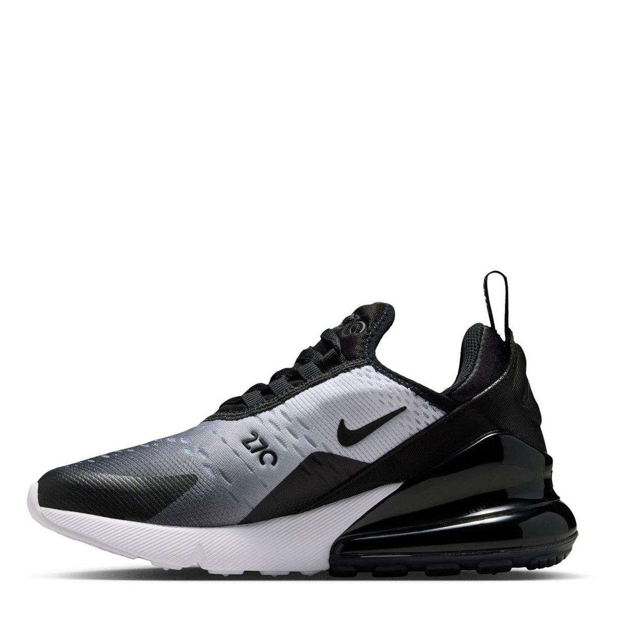 Black-White-Grey - Back - Nike Childrens-Kids Air Max 270 React Swoosh Trainers